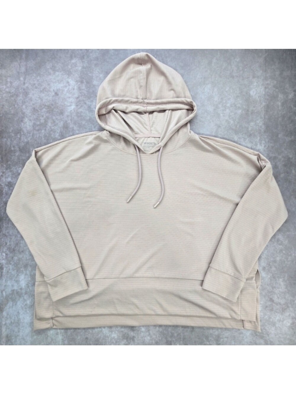 Mondetta Performance + Luxury Long Sleeve Light Pink Striped Hoodie